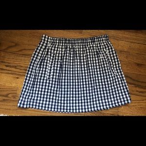 J Crew navy gingham mini skirt